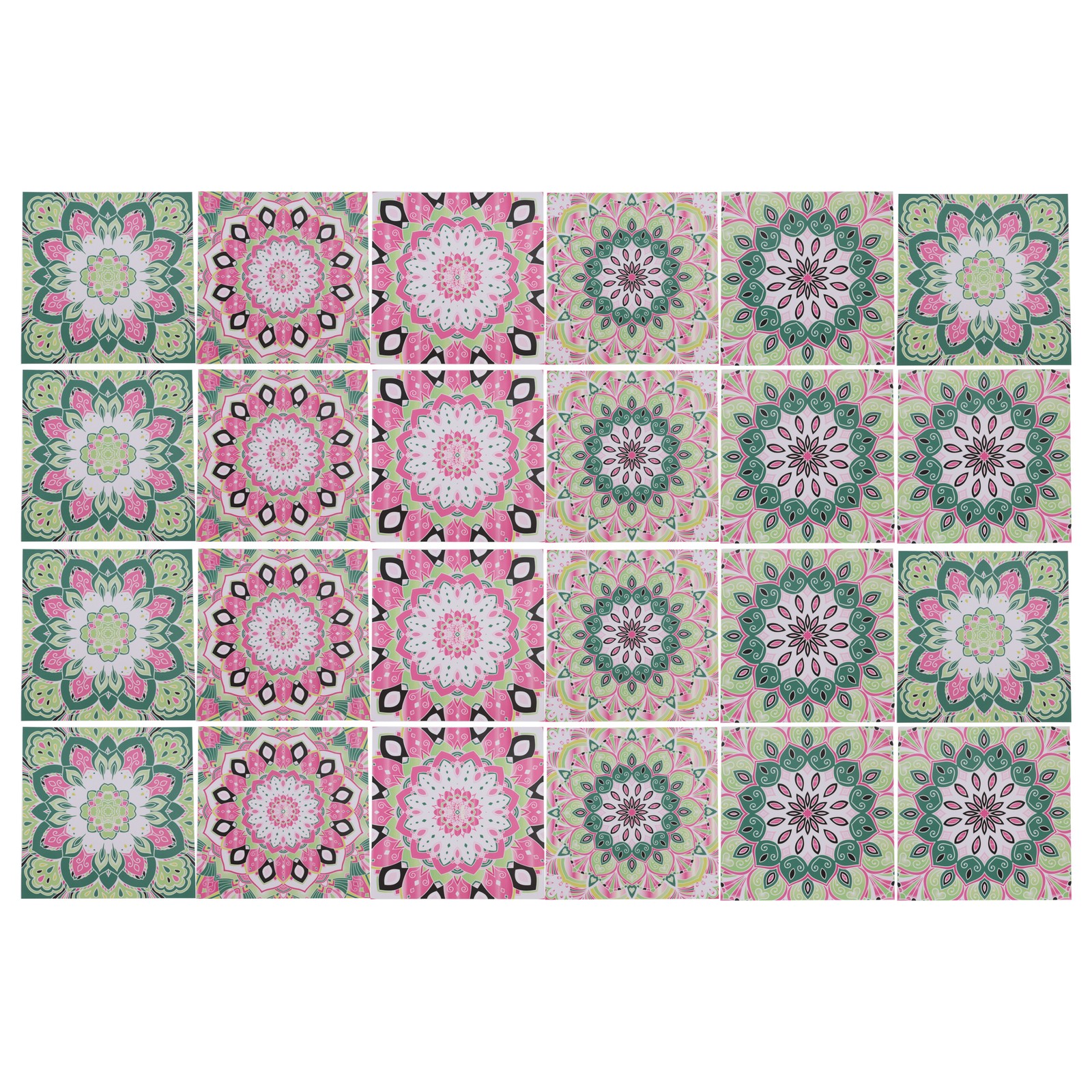 24 Pieces PVC Wall Tile Stickers, 15x15cm, Black Pink