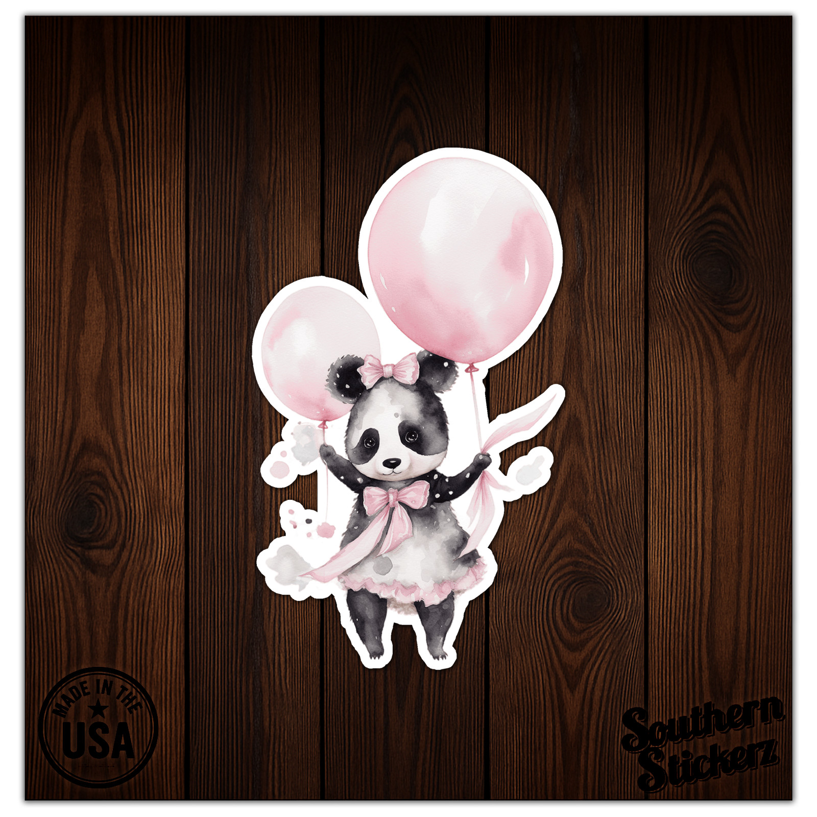 Pink Panda Balloons – Vinyl Decal Sticker – Car Window Laptop – ebn9741