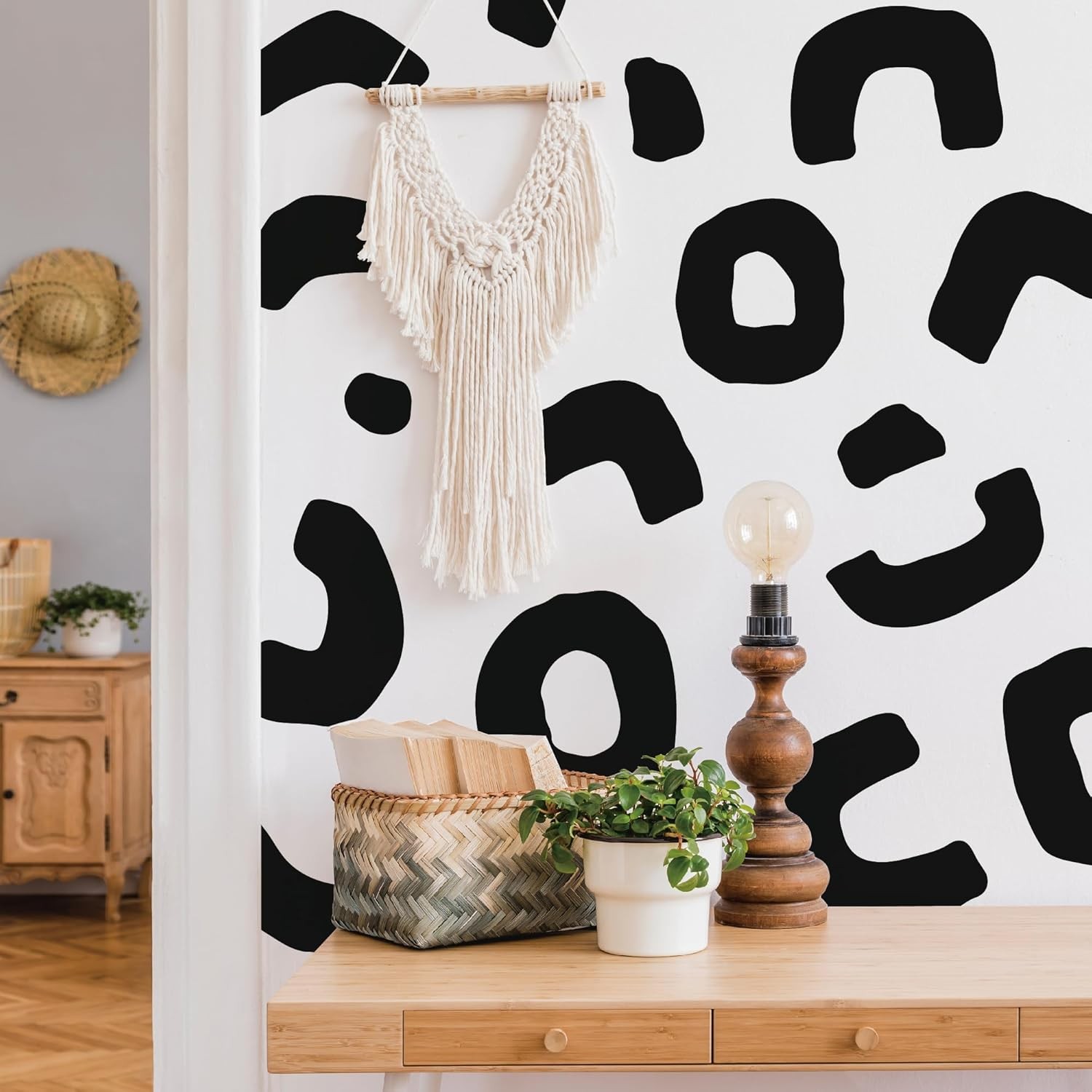 Large Boho Geometric Wall Decal Abstract Art Sticker, Modern Irregular Shapes De