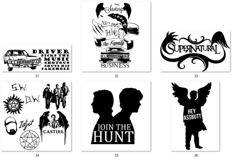 Supernatural Theme Decals 5″