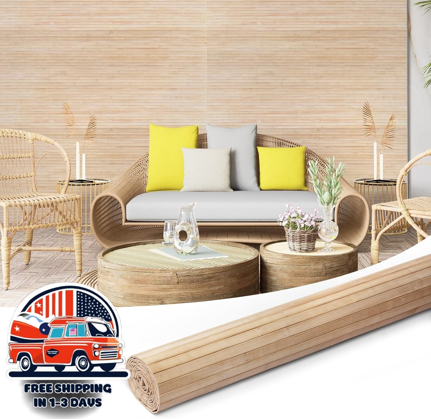 Revestimiento de pared flexible tipo rollo, paneles, estilo tropical, NUEVO US