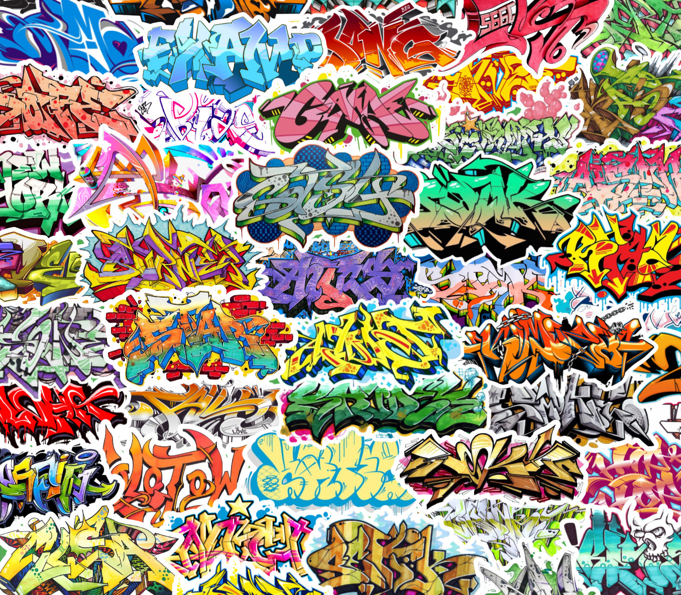 25/50 Graffiti Art Sticker Pack – Waterproof Vinyl – Hip-Hop B-Boy Rap 80’s