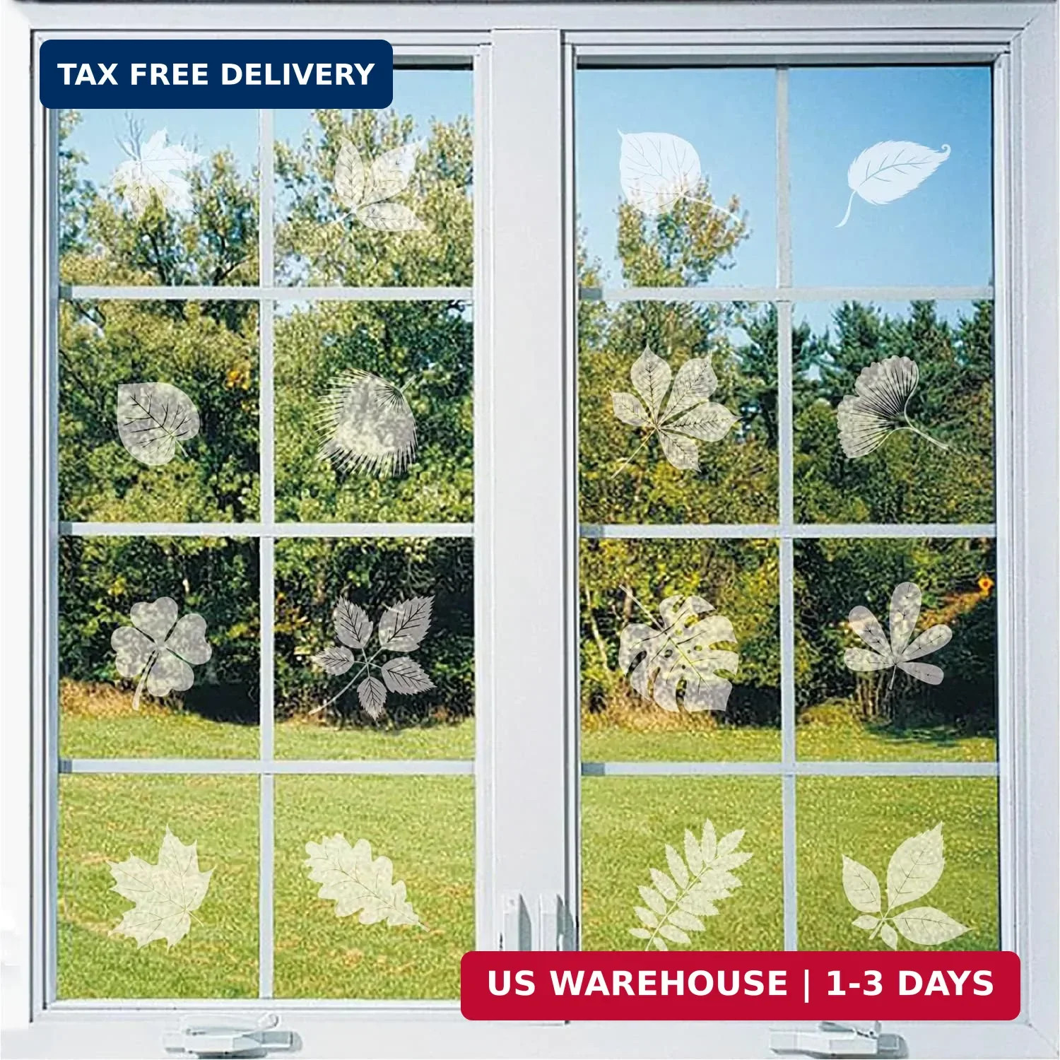FINGOOO Window Decals for Bird Strikes,52 Pieces Large Leaf Shape Anti Collision