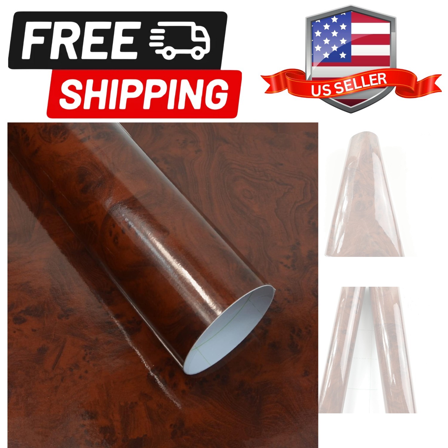 Wood Grain Vinyl Sticker Decal Roll Car Interior Home Office Furniture DIY Fi…