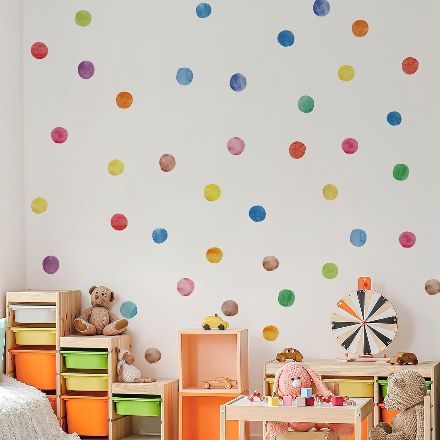 Colorful Polka Dot Wall Decals, Kids Room Nursery Decor, Watercolor Dots Wall