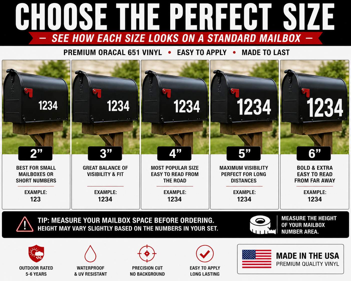Custom Mailbox Number Decals Set of 2 – Pick Size, Color, Font, Store, Address