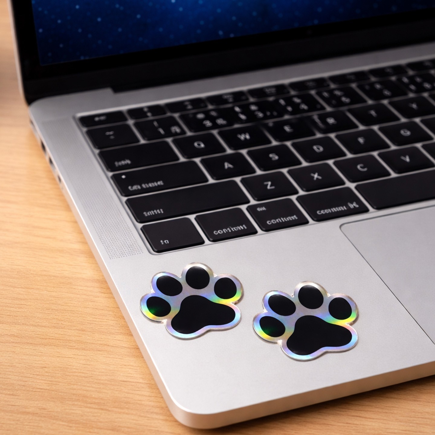Pack 2 Holographic Paw Print Stickers – Rainbow Reflective Vinyl Decals