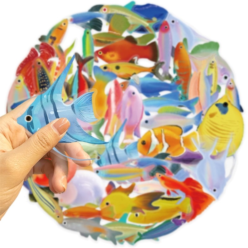 50 Sheets Reward Sticker Fish Sticker Decorative Sticker Ocean Sticker Decal