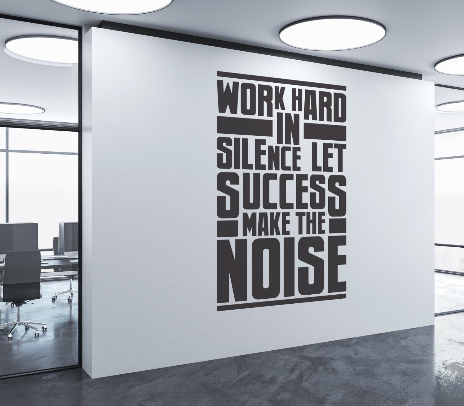 Work Hard in Silence Motivational Office Wall Decal, Office Quote se237