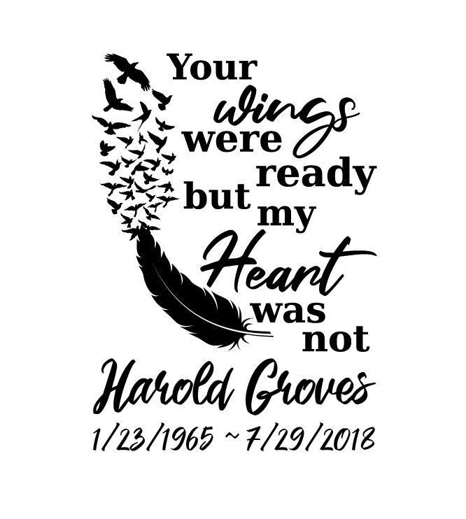 In Loving Memory – Bird Feather Wings Angel Heaven Sticker Decal Personalized