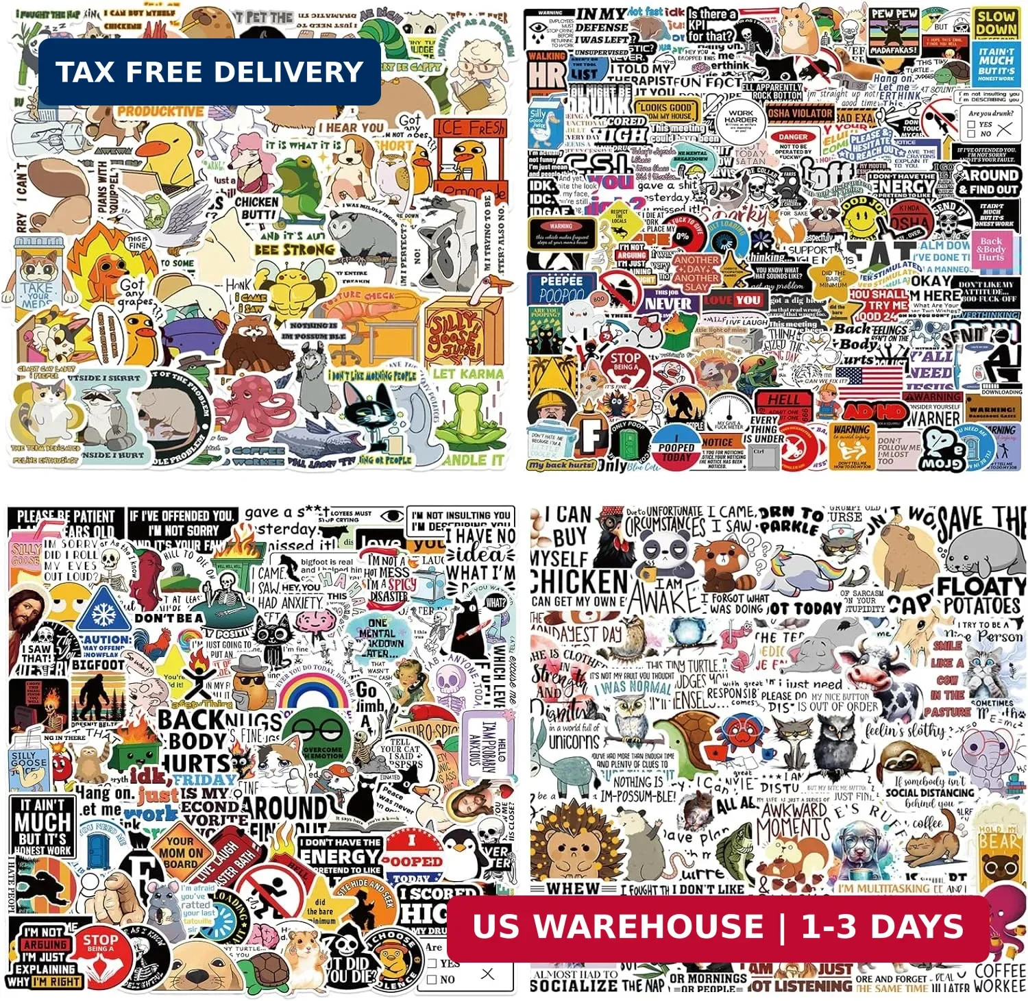 400PCS Funny Meme Stickers – Adult Humor Waterproof Vinyl Decals