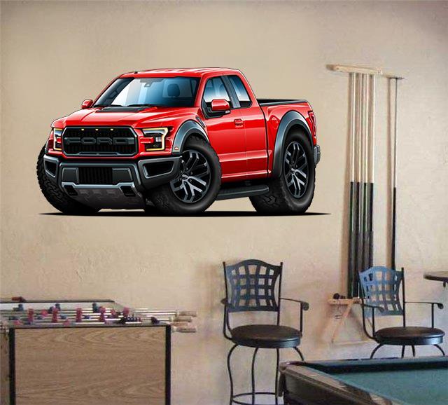 2017-20 Ford Raptor F150 Pickup Truck Car-toon Wall Art Graphic Sticker
