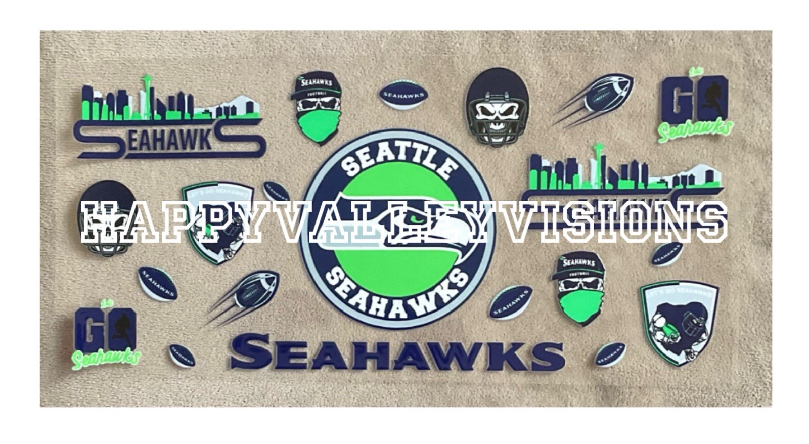 SEATTLE Football Team UV DTF Transfer Sticker Cup Wrap DIY Cups Glasses Bottles