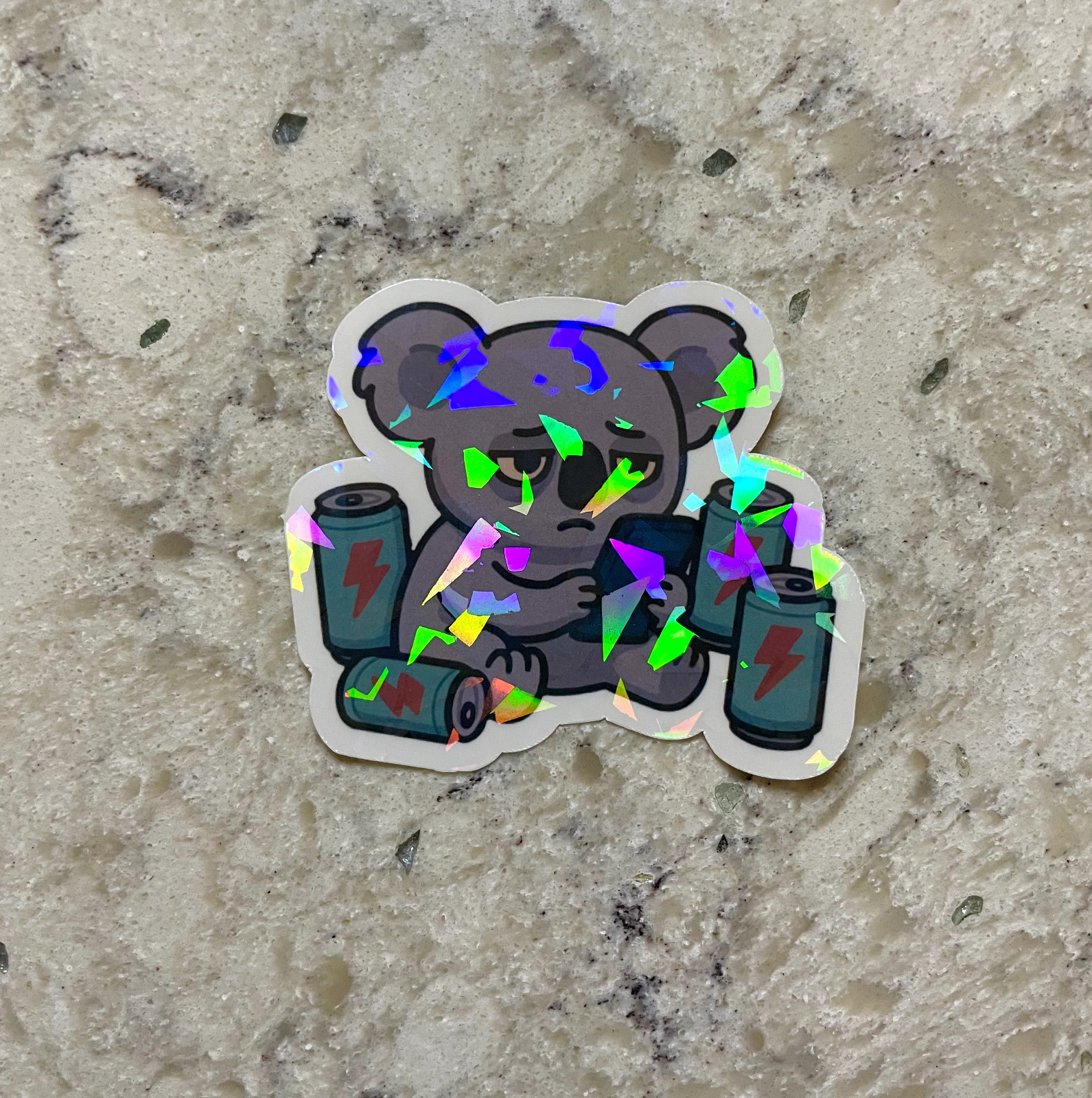 Doomscrolling Koala Sticker l Gloss or Holographic Laminate l Waterproof Decal