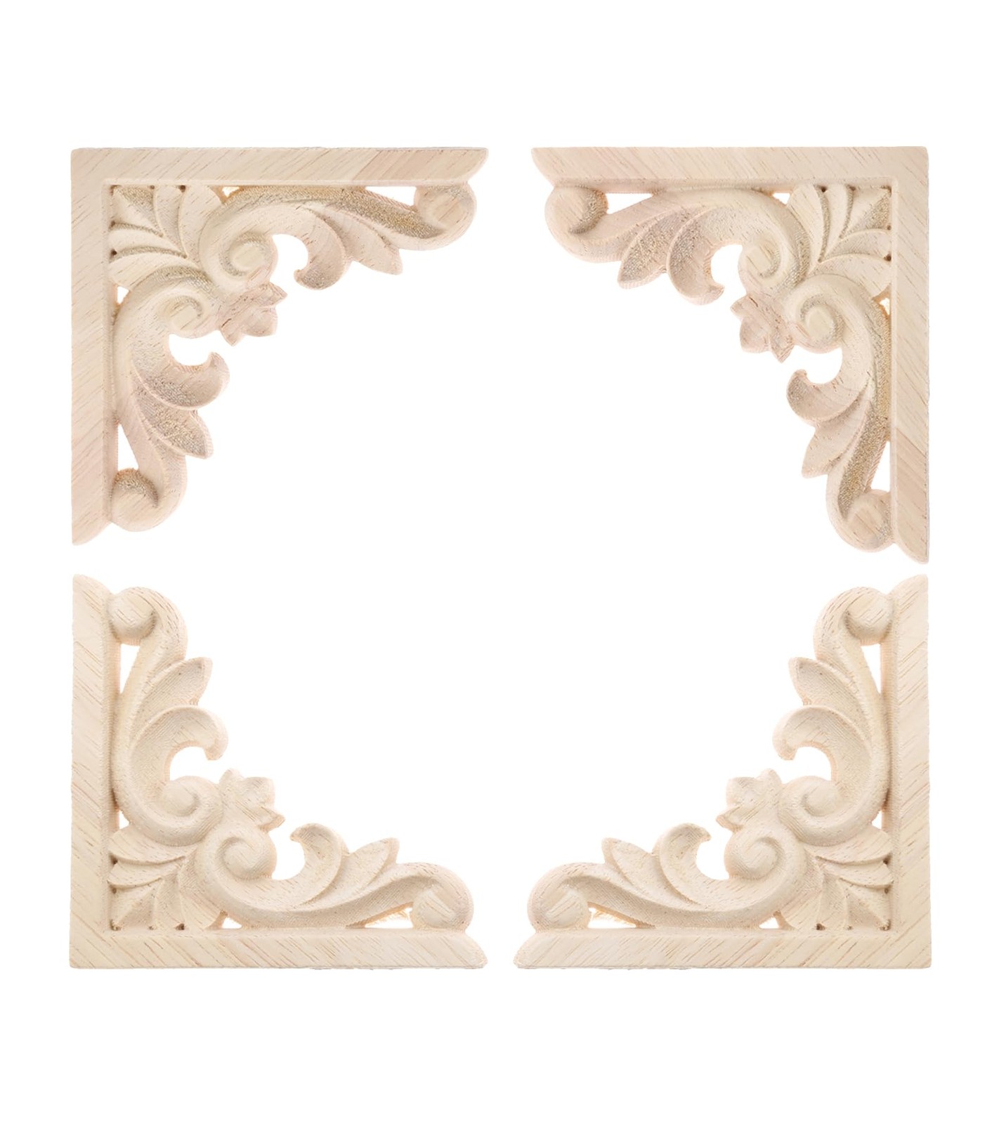 Furniture Applique, 6x6cm/2.36″x2.36″, Wood Carved Corner Onlay Unpainted Fra…