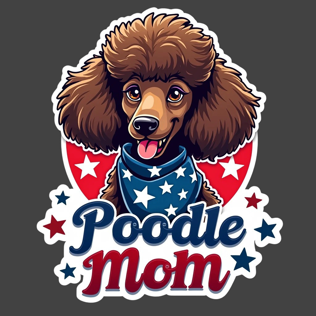 Poodle Sticker Vinyl Decal Patriotic USA Flag Poodle Mom Dog Lover Gift
