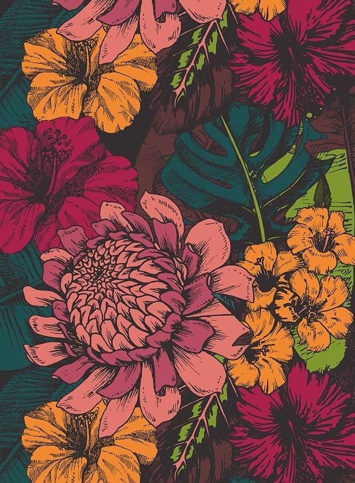 Peel & Stick Floral Wall Mural 6pcs Multicolor 92″ x 125″