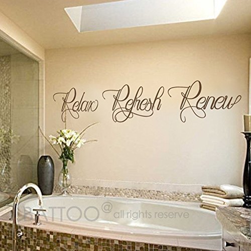 BATTOO Bathroom Wall Art – Decal – Relax 22″WX4″H, Dark Brown