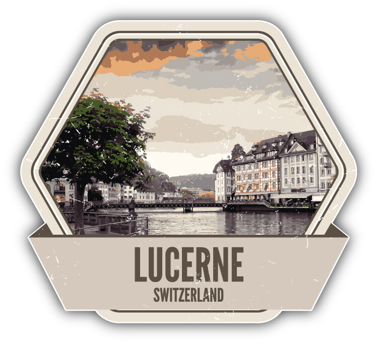 Lucerne Switzerland Grunge Vintage Travel Label Car Bumper Sticker Decal