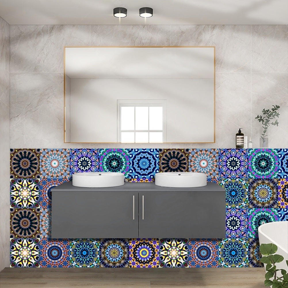 Mandala Pattern PVC Wall Sticker Waterproof Repositionable For Home Renovation
