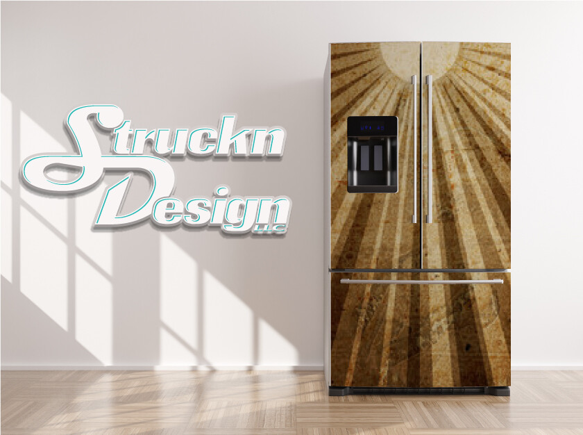 Beige Vintage Sun Rays Retro Design Fridge Freezer Wrap Side Door Vinyl Decal