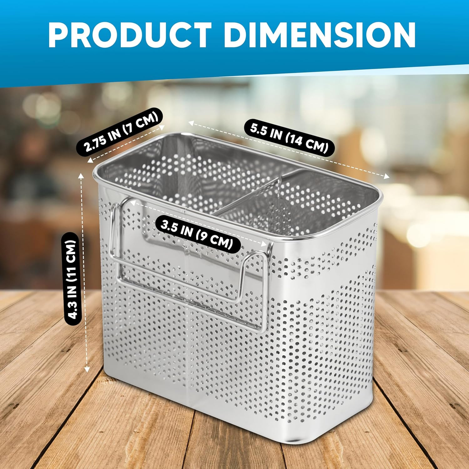 Silverware Drying Basket, Hanging Rectangular Utensil Holder with 2 Compartments