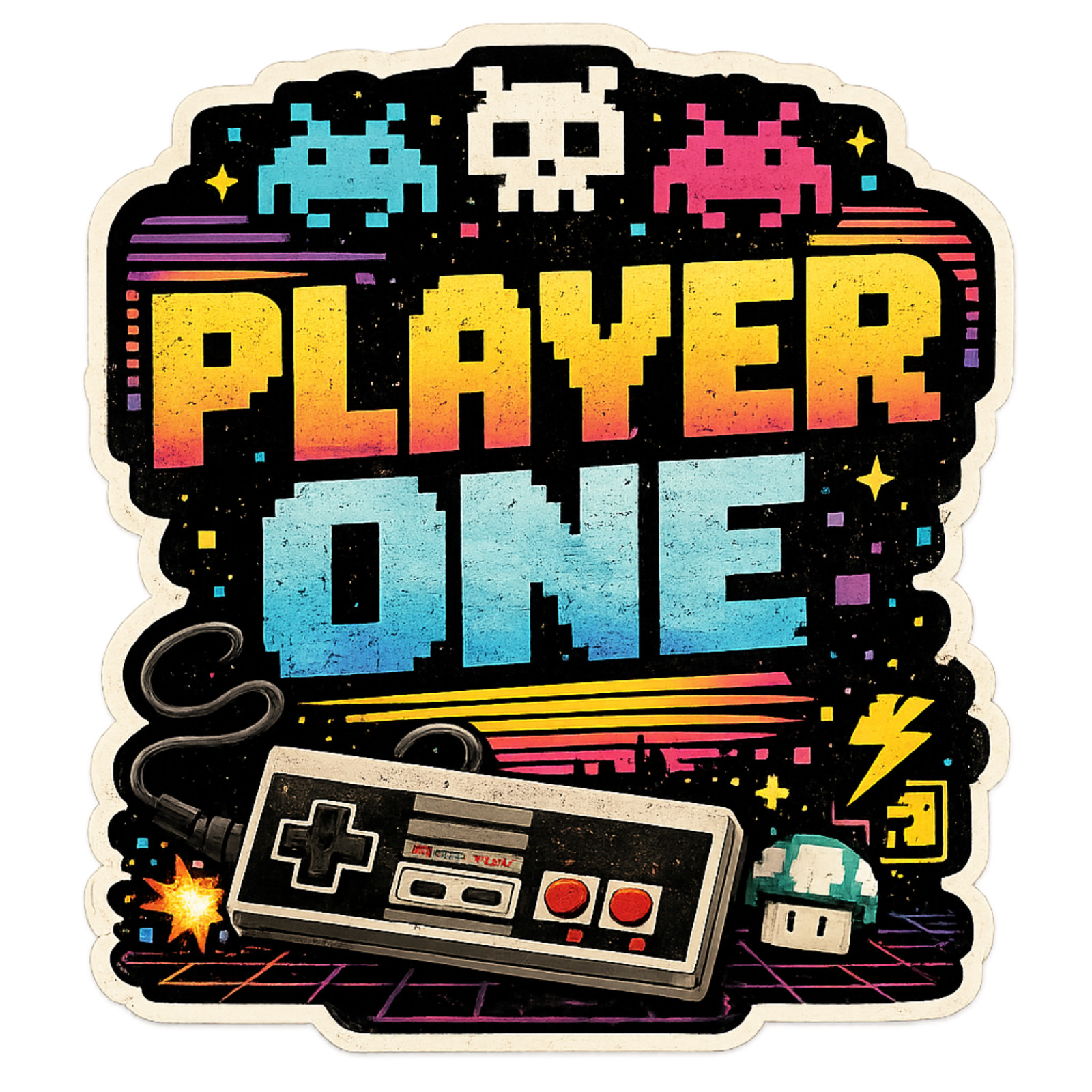 Game Over Retro Arcade Gaming Sticker Pac Man Ghosts 80s Gamer Vinyl Decal