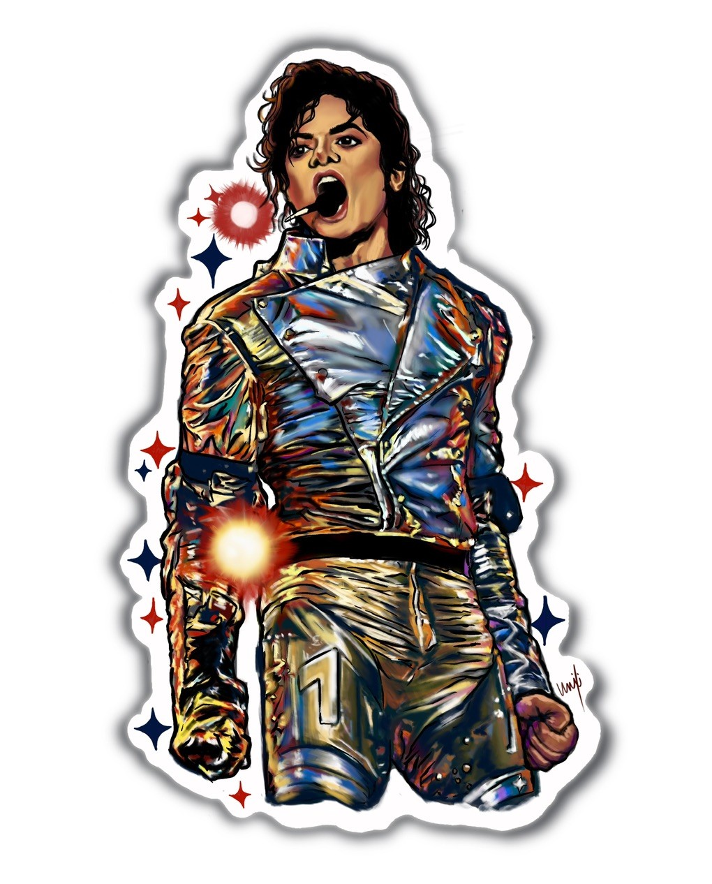 Michael Jackson Vinyl Sticker 3.5”- Original Hand Drawn Art NOT Ai – by Uni Xi