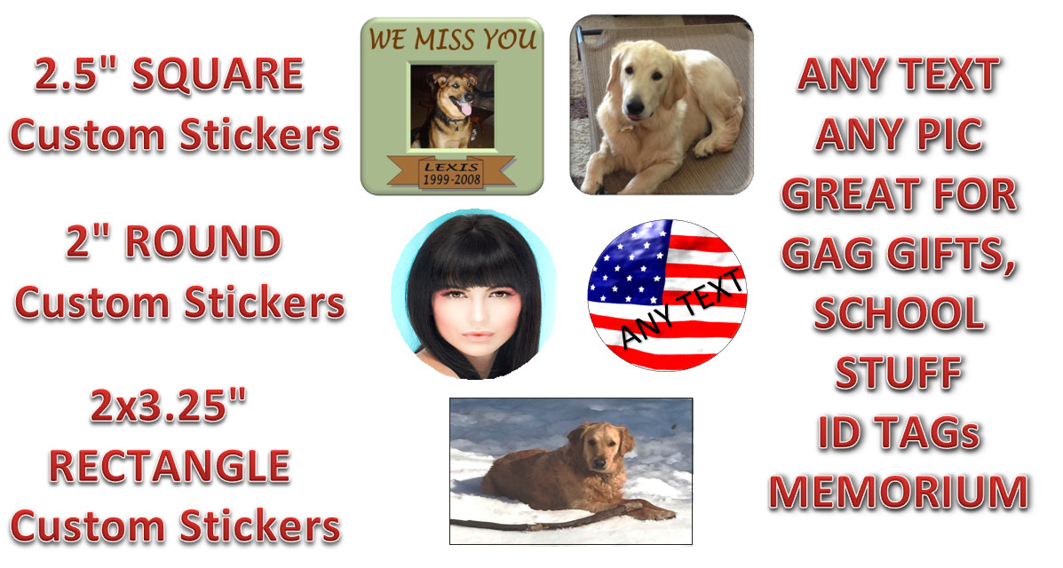10 Custom photo decals stickers ANY PICTURE, ANY TEXT, ANY THING, FREE SHIP