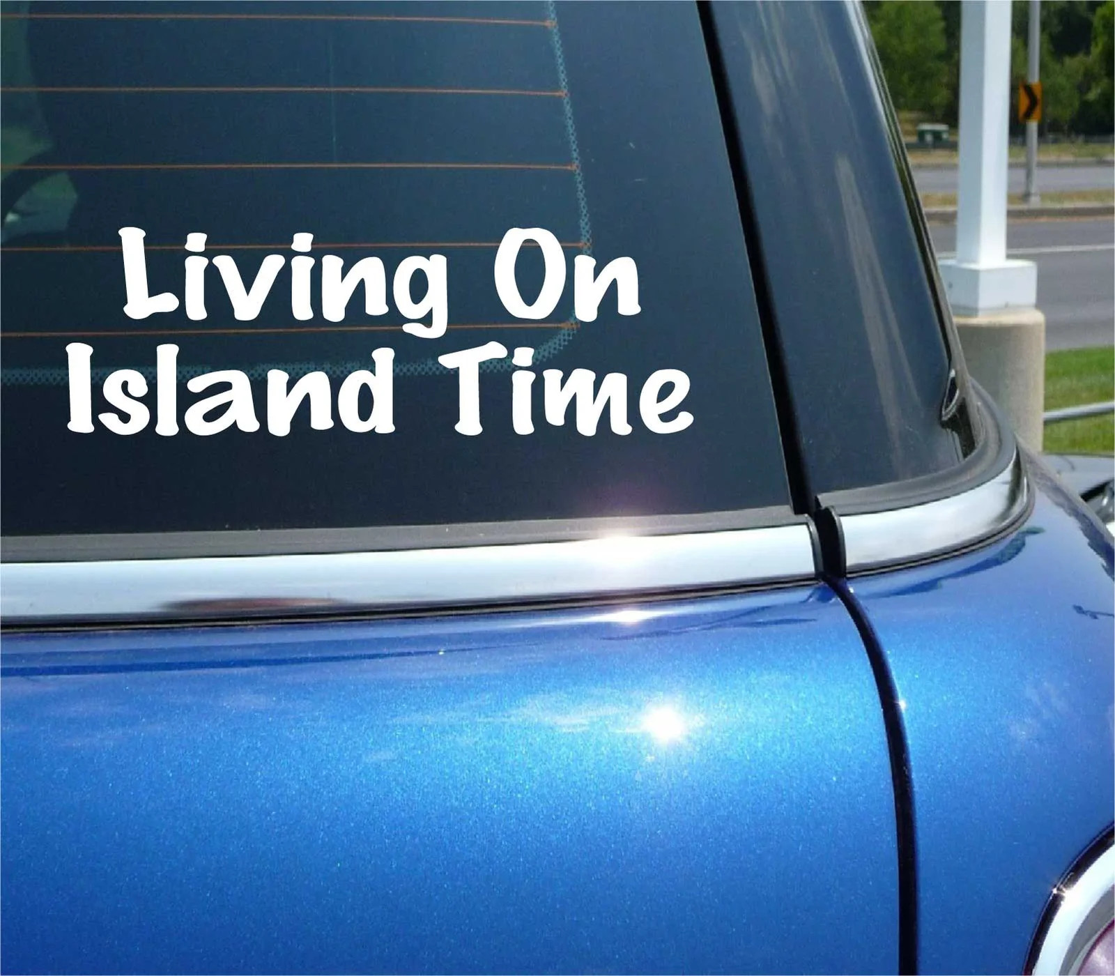 LIVING ON ISLAND TIME DECAL STICKER FUNNY BEACH RETIRE RETIRED RETIREMENT CAR