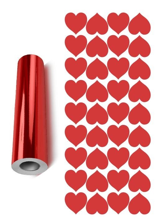 Heart Hearts Stickers Sticker Vinyl 1″ DC20 Chrome Red