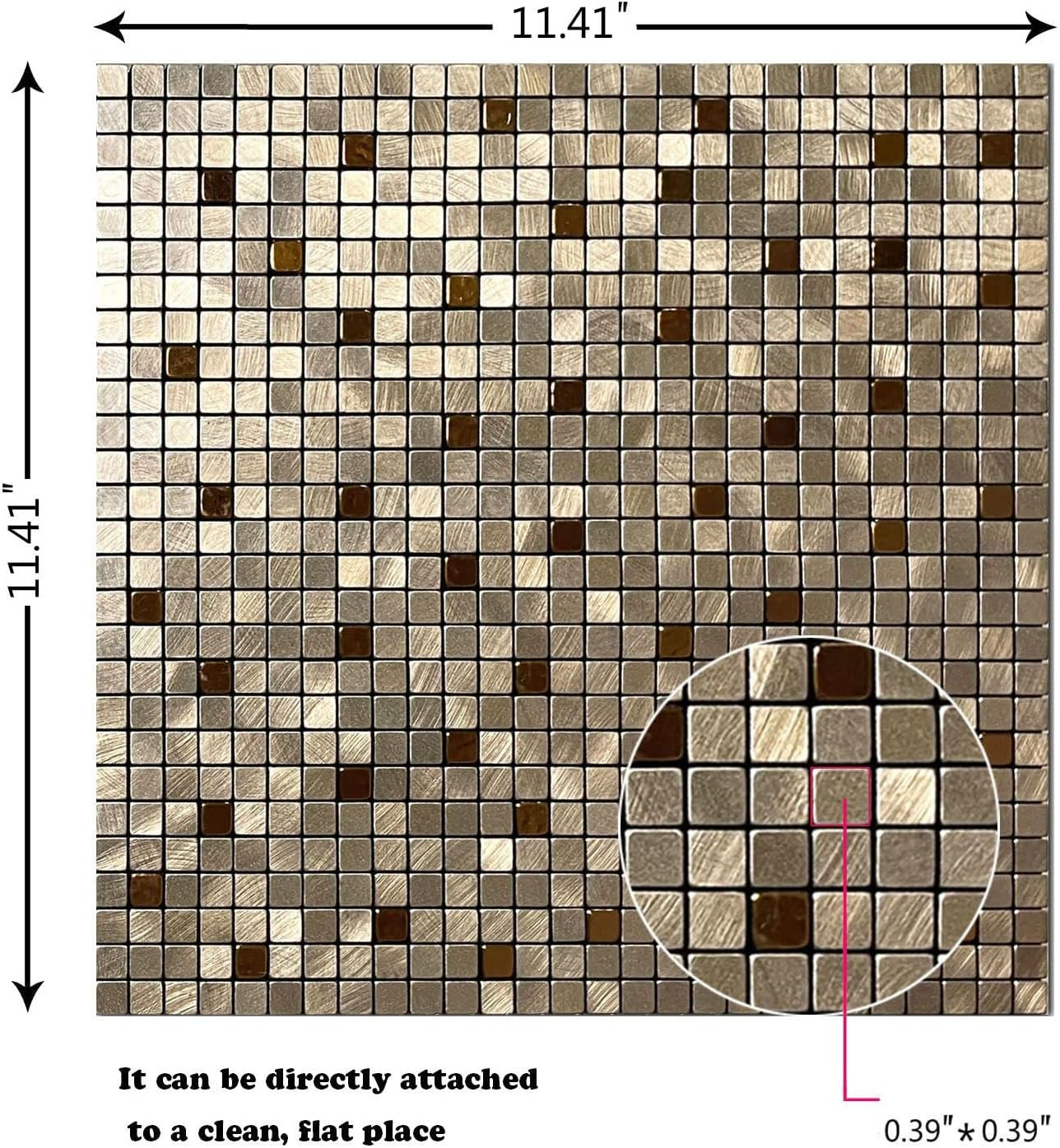 10-Piece 3D Bronze Aluminum Peel and Stick Kitchen Backsplash Tile Set