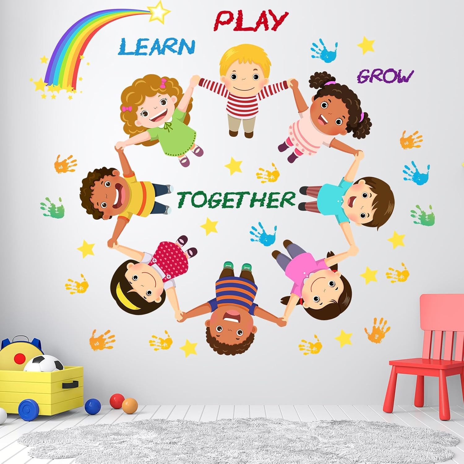 Peel and Stick Kids Wall Decals – Educational Rainbow & Diversity Stickers for N