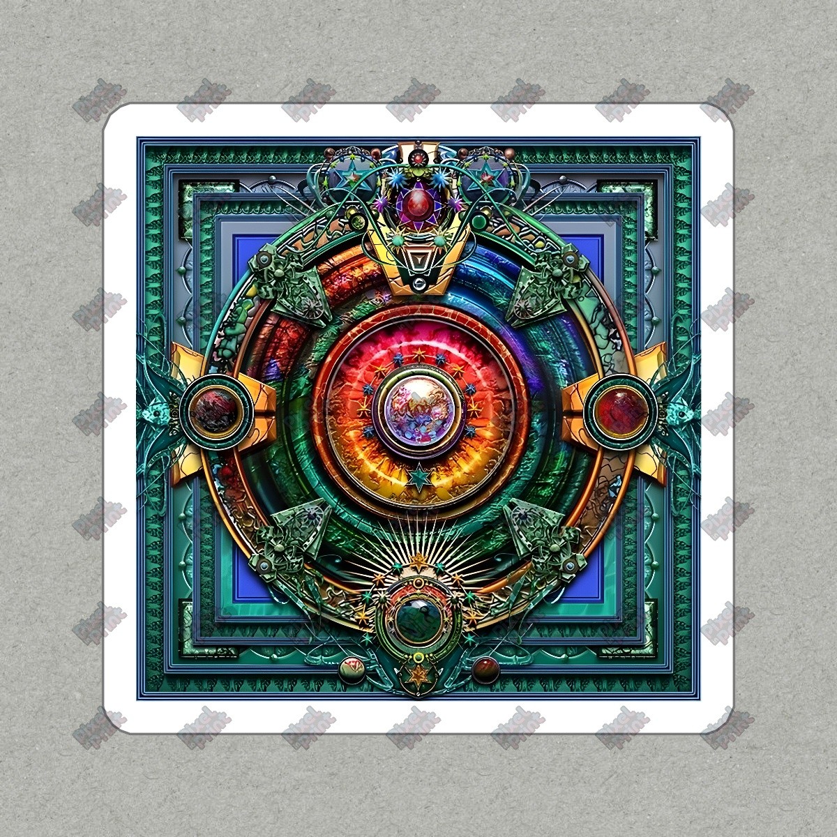 Colorful Geometric Mandala Vinyl Sticker Decorative Decal for Laptop, #640438