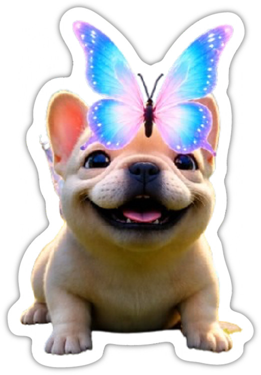 French Bulldog Vinyl Sticker, TikTok Pibble Butterfly