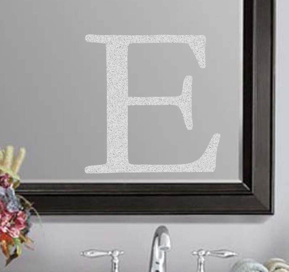 Wedding Elegant Letter Initial Frosted Etched Glass Vinyl Sticker Decal 3″-5″ (h