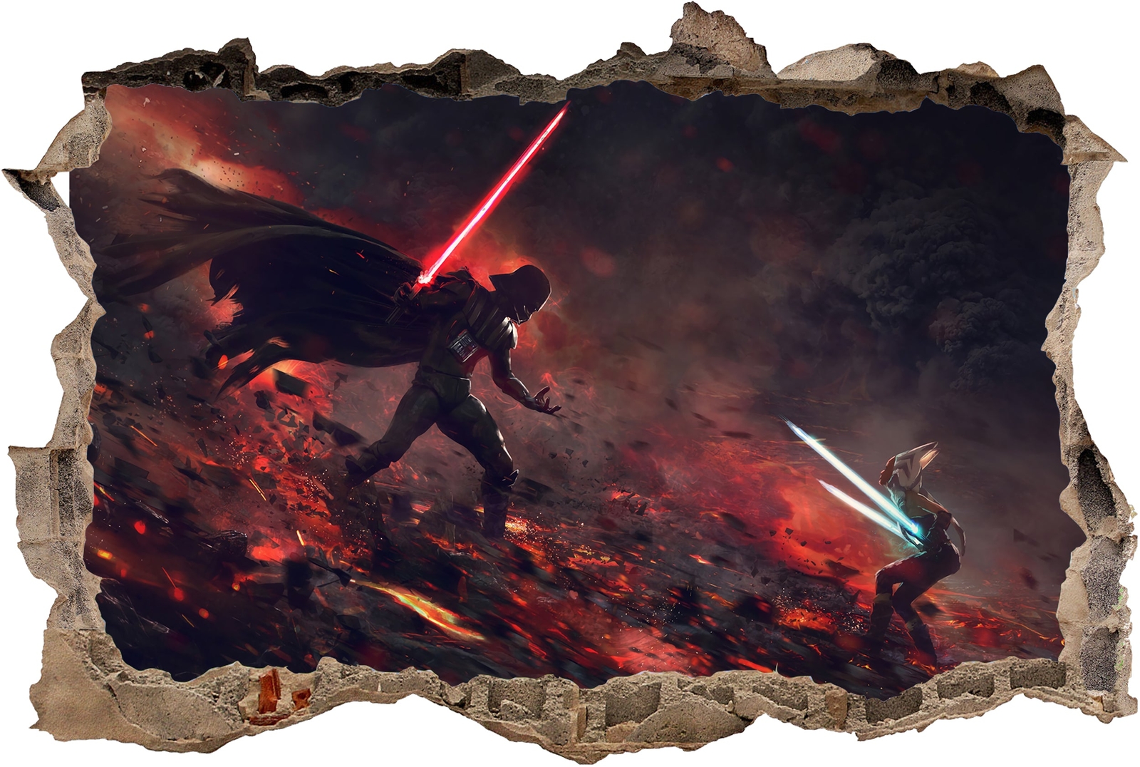 Star Wars Darth Vader Ahsoka Tano 3D Smashed Wall Decal Sticker Art Decor SW29