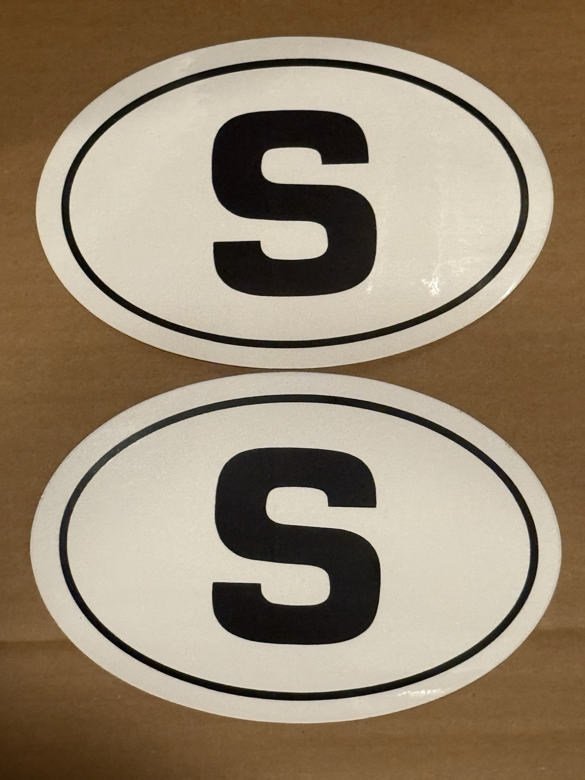 S Vinyl Decal Sweden Country Code oval euro Black & White Lot of 2