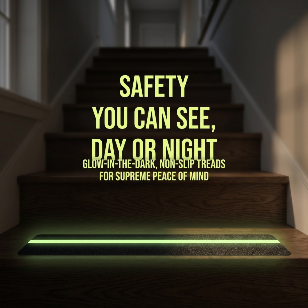 10Pcs High Friction Stair Tread Tape Pet Material Glow in Dark Nonslip Step Grip