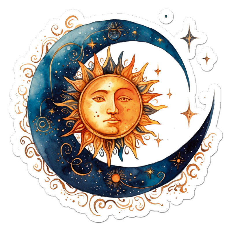 Sun Moon Stars, Vinyl Decal Sticker, Indoor Outdoor, 3 Sizes, #11964