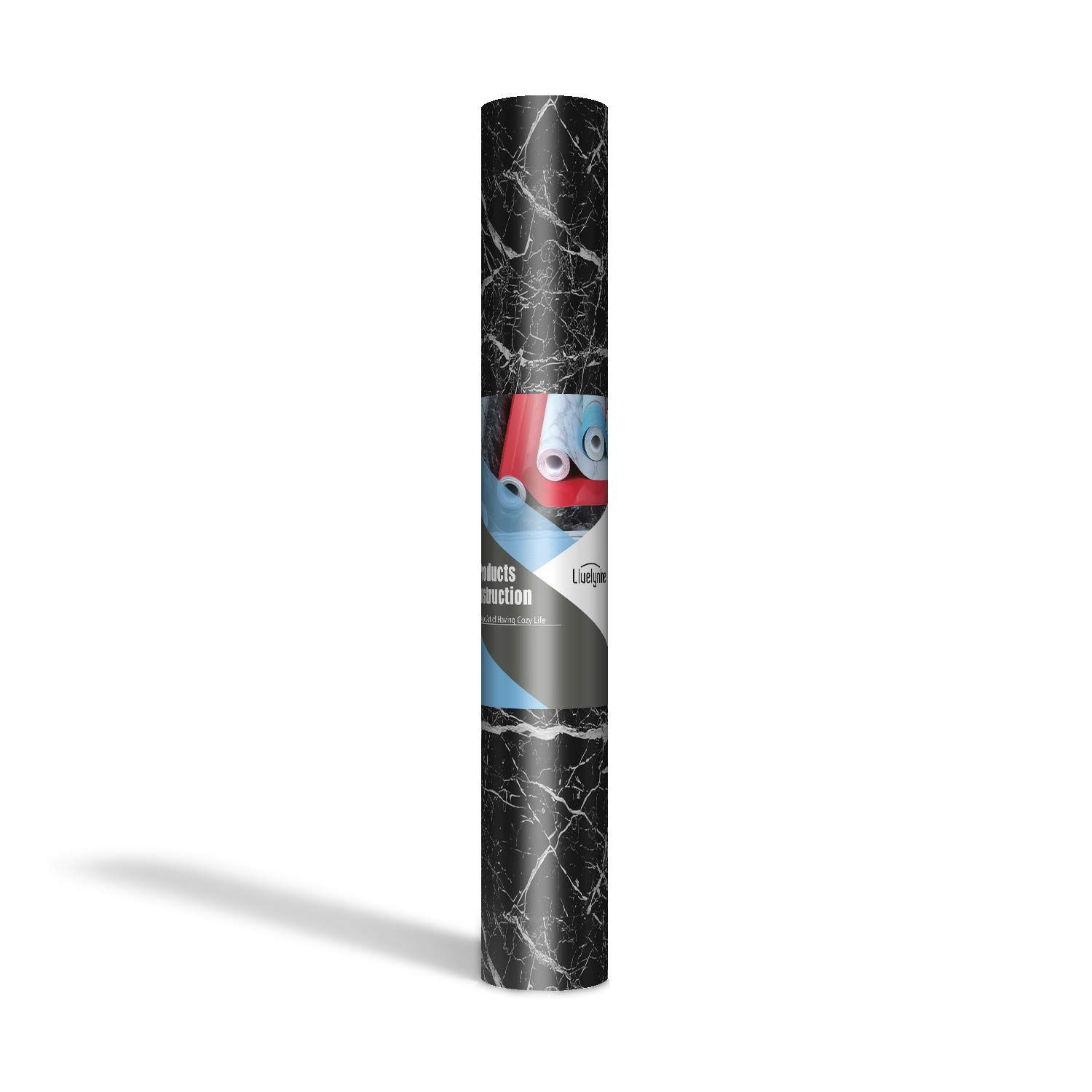Livelynine Black Marble Wallpaper Peel and Stick 15.8″ x 78.8″,