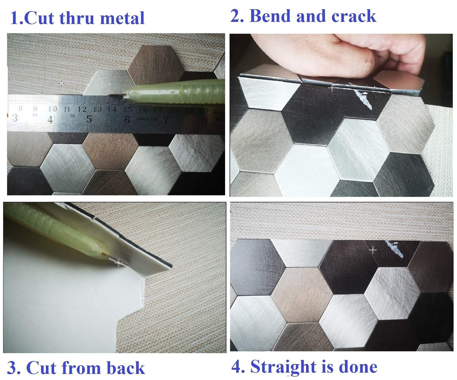 Metal Mosaic Tile Backsplash -LNG Oblong in Black/Gray/Silver 5pc/Pack – Rust…