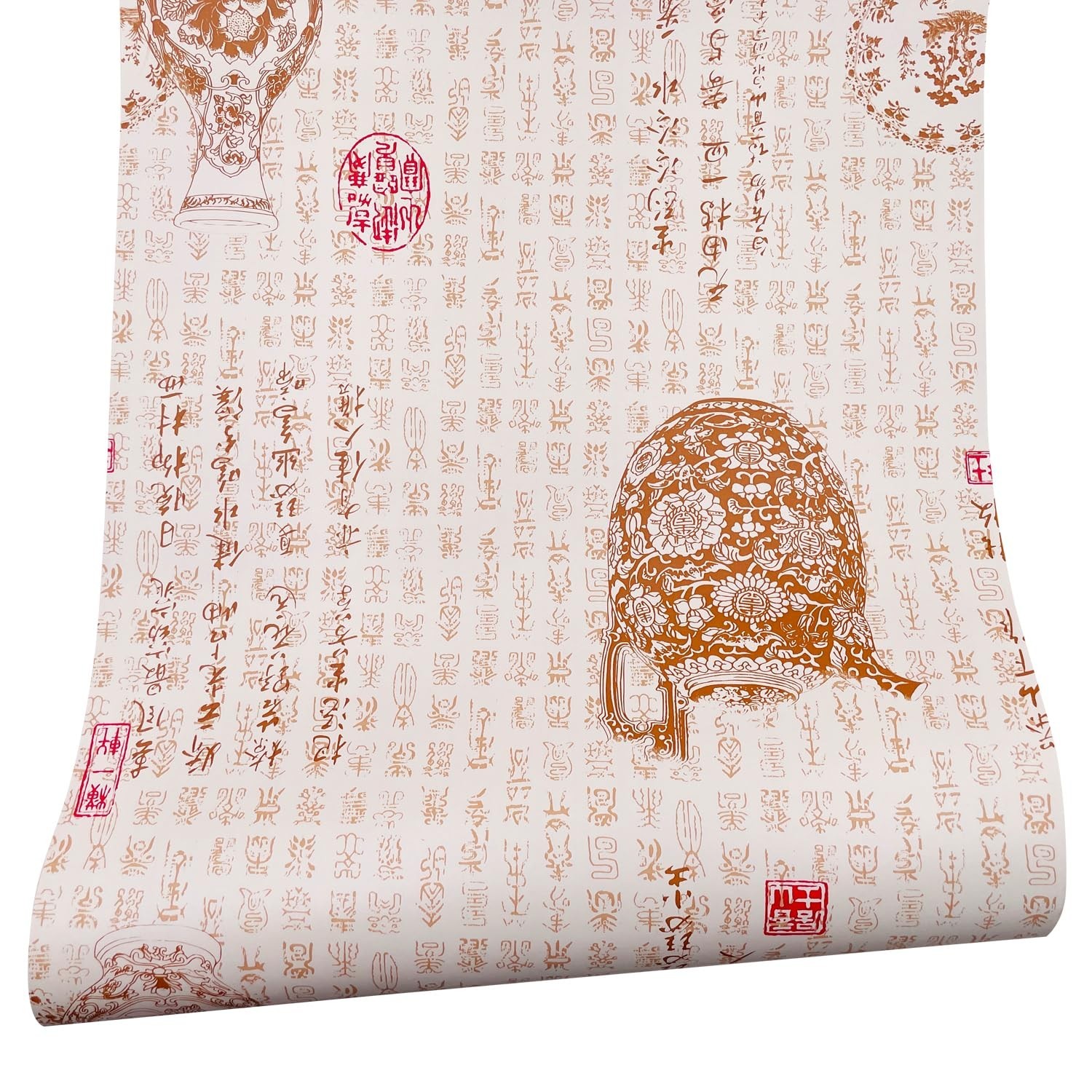Chinese Style Tea Art Furniture Paper Self-Adhesive Calligraphy Shelf Liner B…
