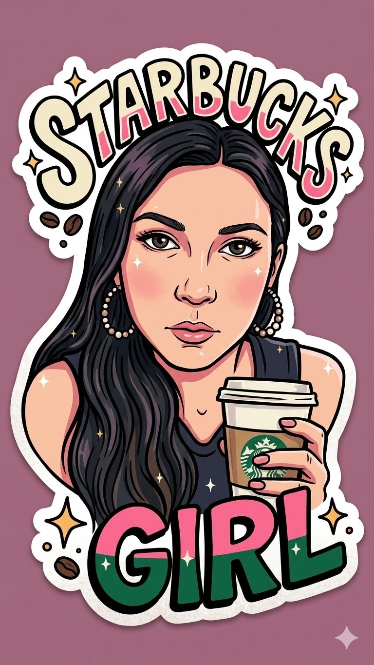 Starbucks Girl Sticker Decal Phone Laptop Journal