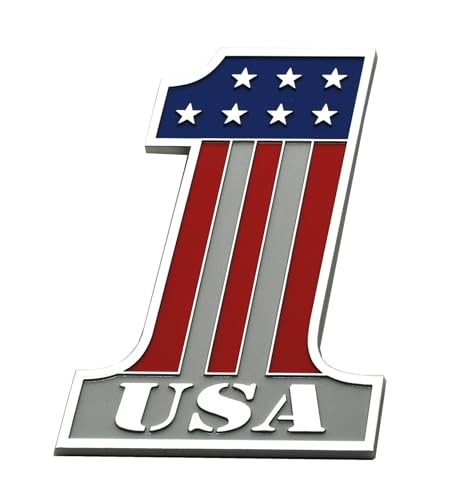 USA #1 Emblem American Flag Number One Badge United States Patriotic Chrome Red