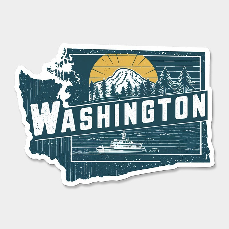 Washington State Printed Sticker Vinyl Decal USA WA United States Car Window
