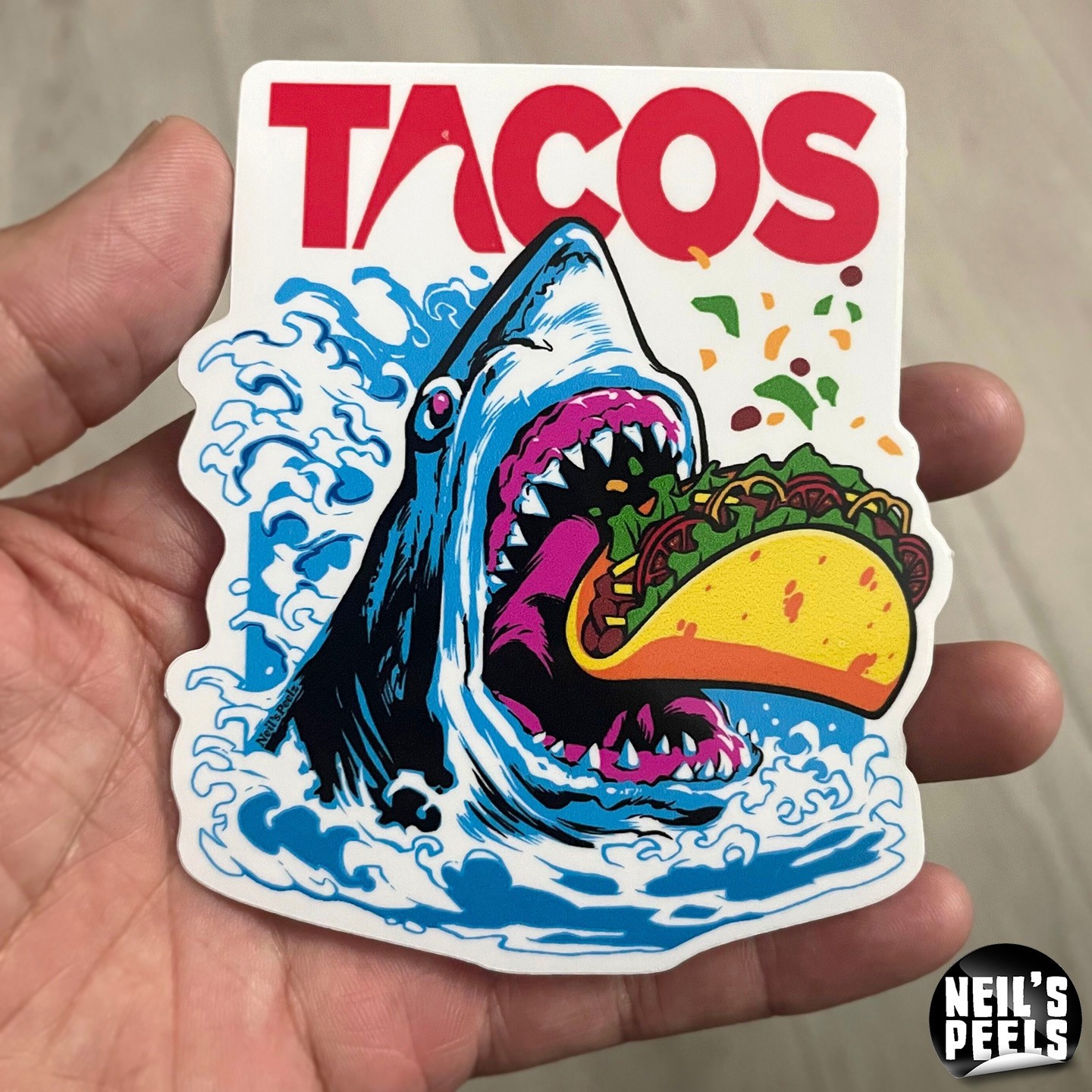 Taco Shark Sticker Fun Foodie Stickers Funny Great White Shark Decal