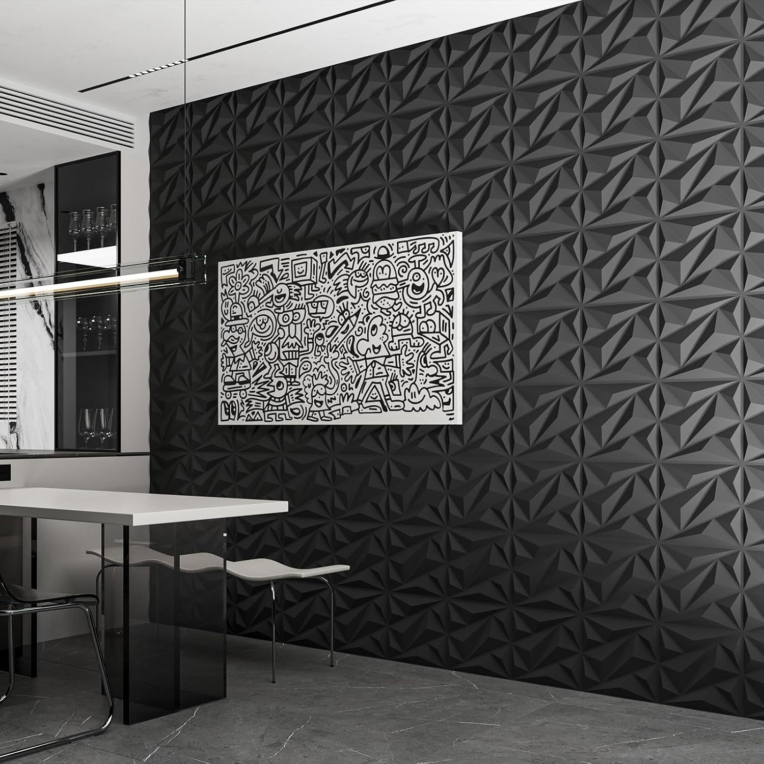 Art3Dwallpanels 33 Pack 3D Wall Panel Diamond for Interior Wall Décor, PVC Flowe