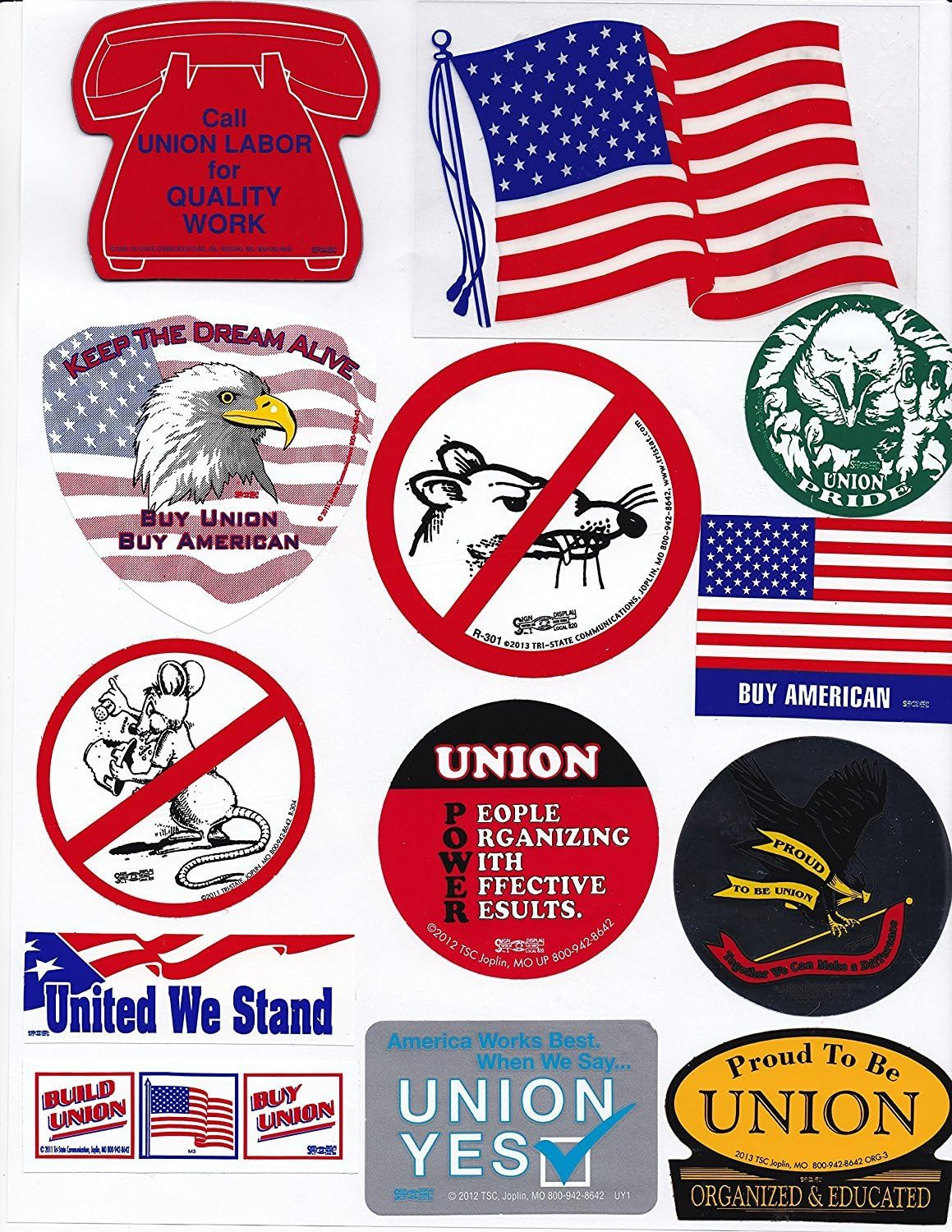 Best of Union 12 PCS Vinyl Stickers Funny Hard Hat, Laptop, Toolbox, Helmet Deca