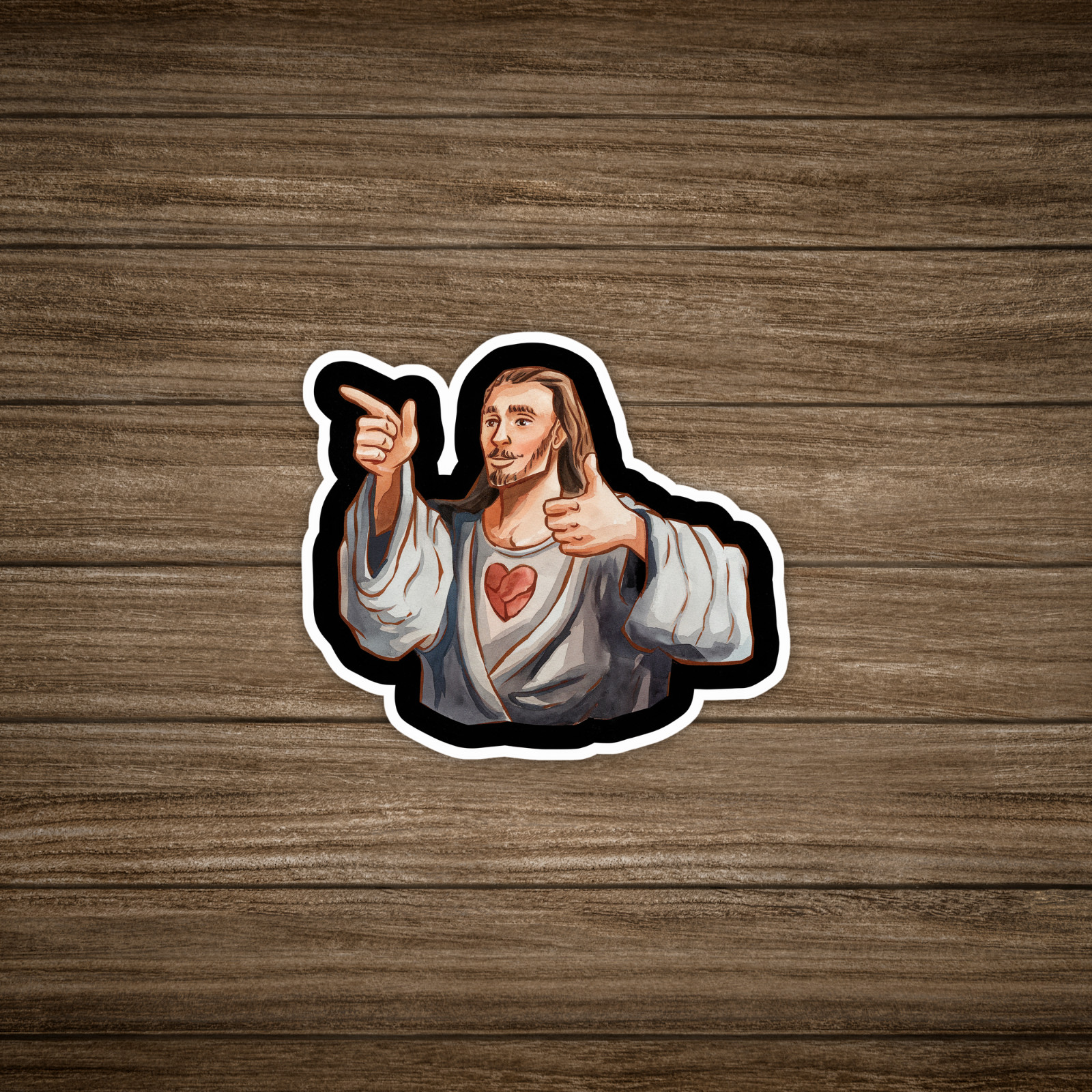 Thumbs Up Jesus Sticker – Inspirational Christian Decal Art #505